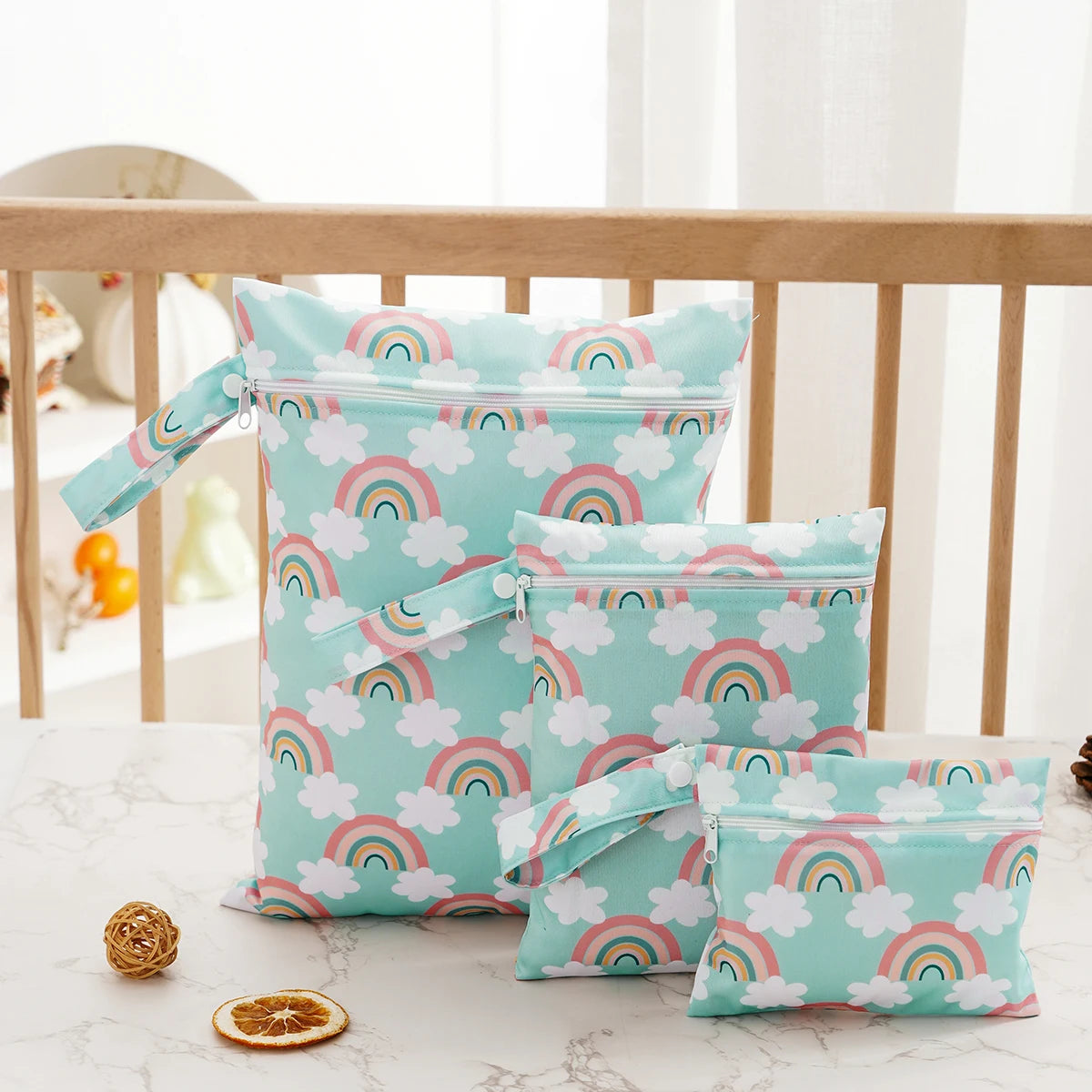 Elinfant 3PCS Portable Wet Dry Bag For Swimsuits,Waterproof Diaper Bags For Cloth Diapers,Washable Reusable Storage Bag