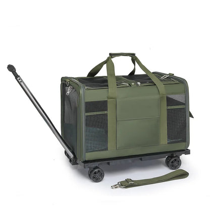 Foldable Lightweight Pet Travel Carrier Bag Breathable with 360° Swivel Wheels for Cats Dogs Portable Outdoor Pet Backpack 2026