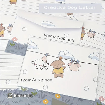 4 charming puppy and floral letter sets with envelopes - creative handwritten stationery for students, holidays, and birthdays