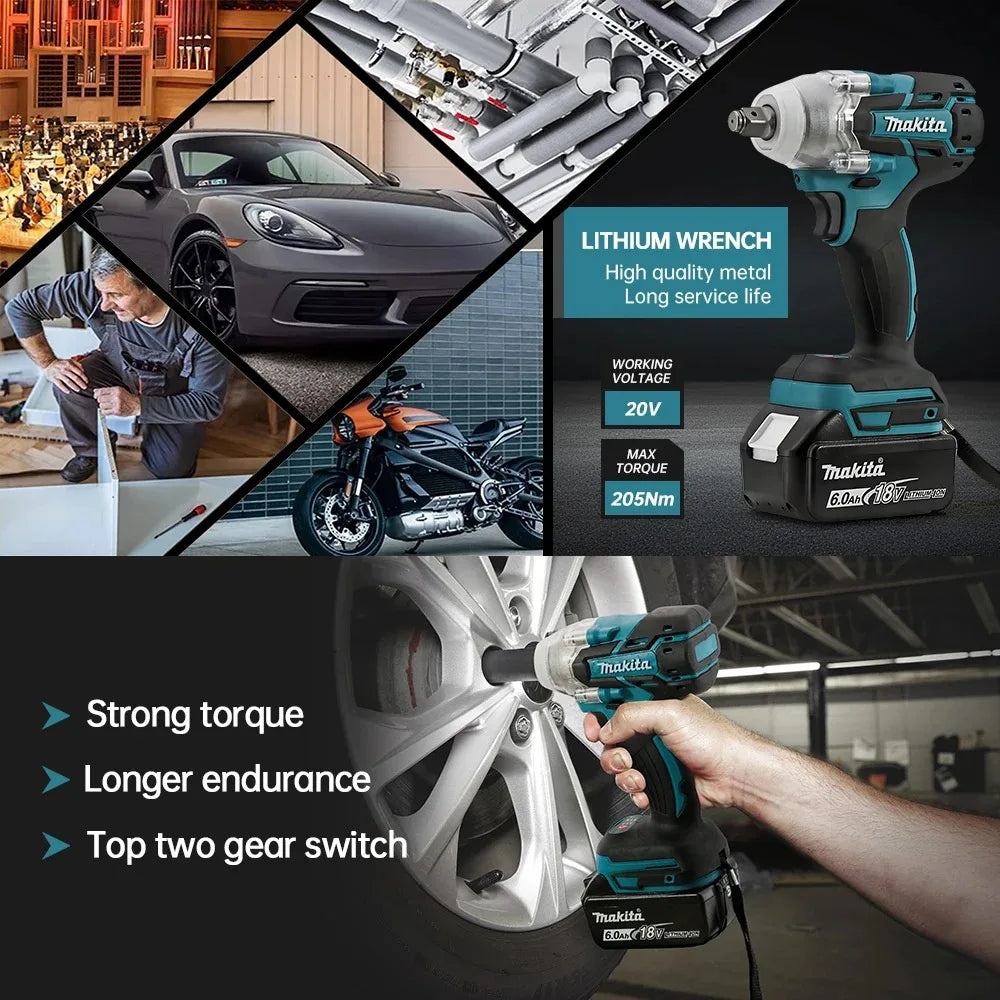 Makita DTW285 18V Brushless Impact Wrench High Torque For Machinery Assembly Daily Household Repair Jobs