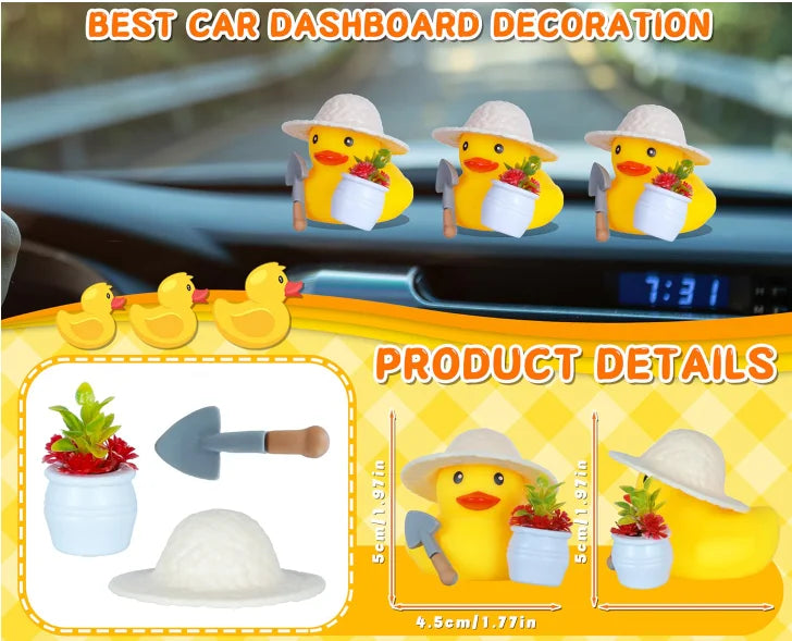 Gardener Duck  Car Rubber Duck for Jeeps Car Dashboard Decoration with,Squeaky Duck Party Favors Baby Bath Toys Kids Toys