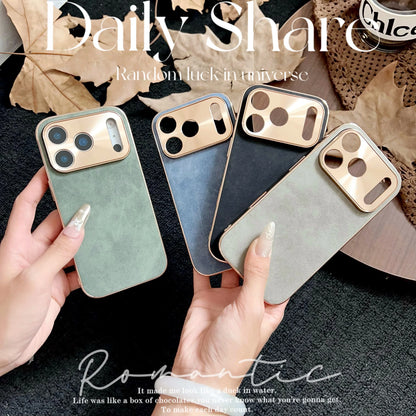 Leather Phone Case For Iphone 13 11 12 14 15 16 17 ProMax Plus Electroplated Frame Lambskin Phone Shell For IPHON 15 16 17Promax