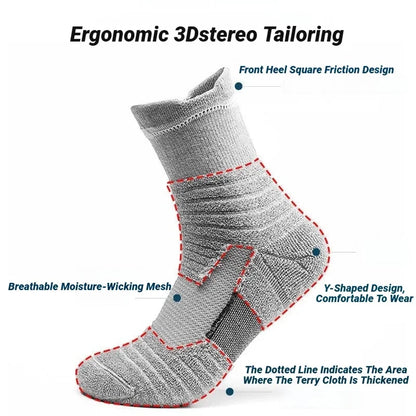 3 Pairs Men's Socks Compression Stockings Breathable Basketball Sports Cycling Moisture Wicking High Elastic Tube