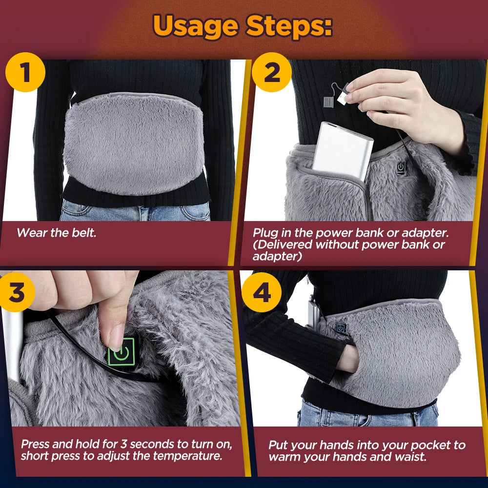Electric Heating Waist Belt 3 Gear Temperature Abdominal Massager Menstrual Heating Pad Hand Belly Warmer Belt Fits All Body