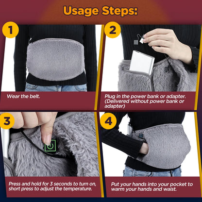 Electric Heating Waist Belt 3 Gear Temperature Abdominal Massager Menstrual Heating Pad Hand Belly Warmer Belt Fits All Body