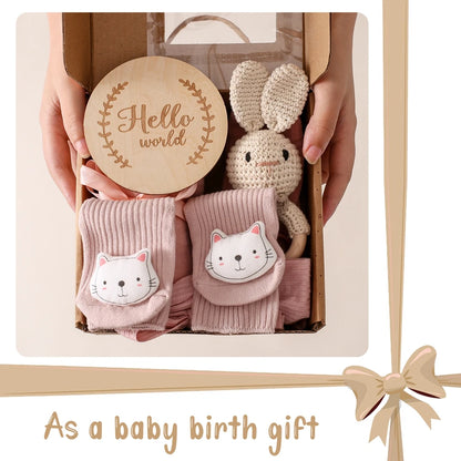 Newborn Bath Set Baby Towel Cotton Blanket Pacifier Chain Bracelet Crochet Rattle Toy Newborn Birth Bath Towel Gift Box