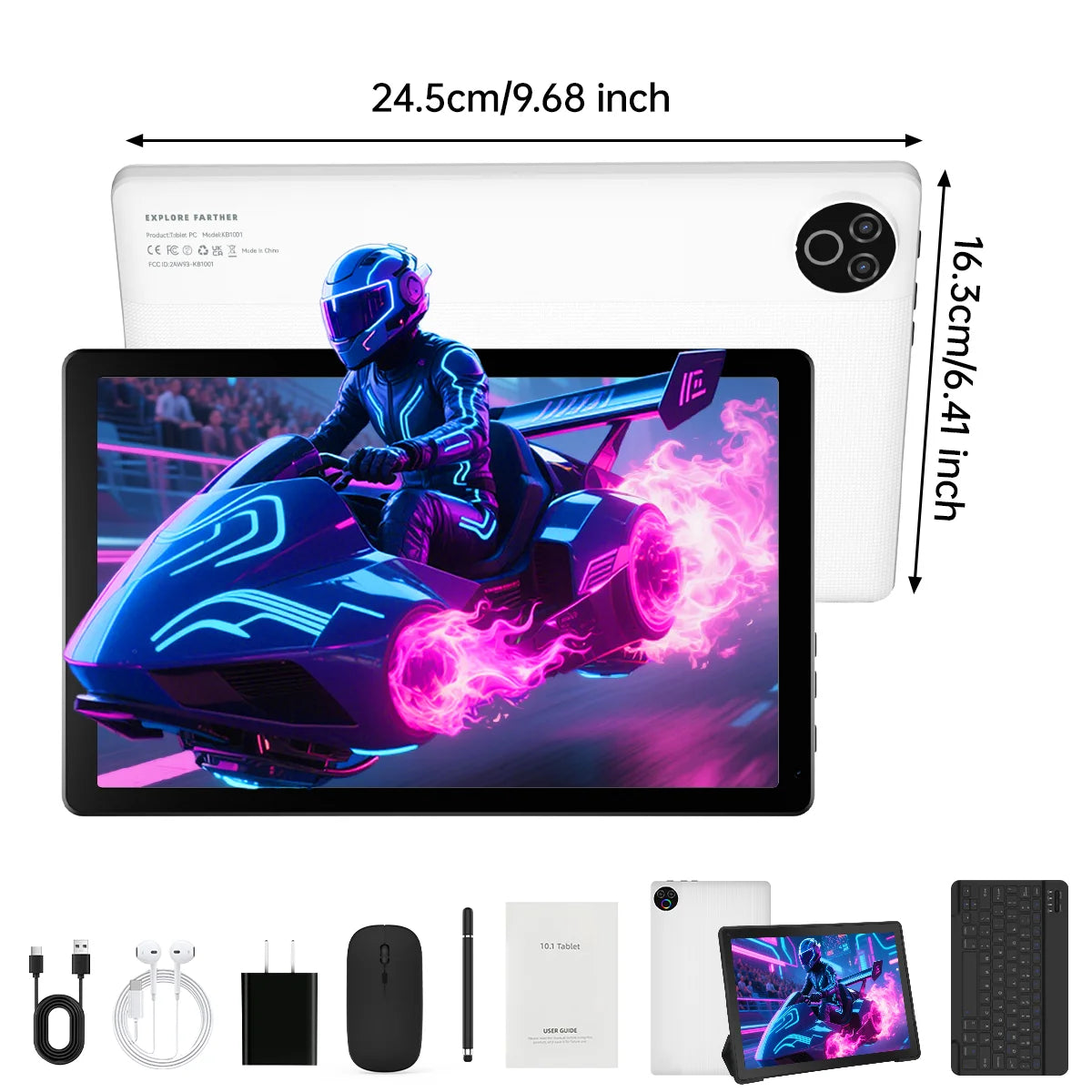 URAO Android 15 Tablet 10.1 Inch 20GB RAM 64GB ROM 5-core Dual Camera Tablets PC Set Keyboard/Case/Mouse/Stylus/Headphone