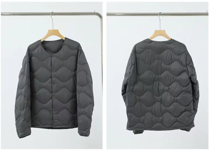 2025 Autumn and Winter Men's New Round Neck/v Collar Down Liner Jacket All-match Fashion Warm Men's Down Jacket Long Sleeve Coat
