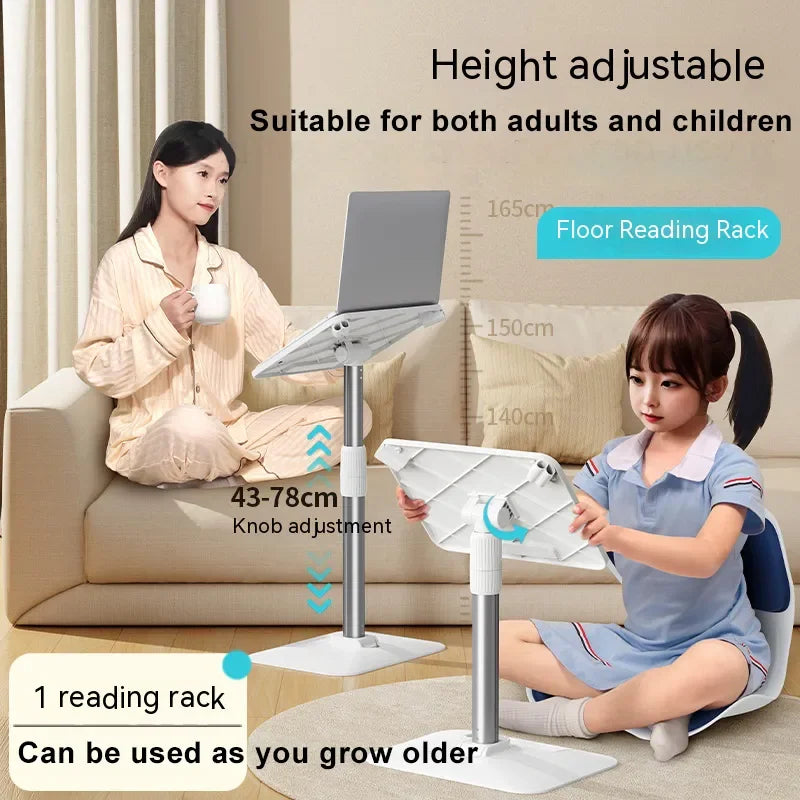 Oatsbasf Floor Reading Stand 43-78cm Height Adjustable Tablet Stand Book Shelf Liftable Reading Table  Foldable iPad Holder