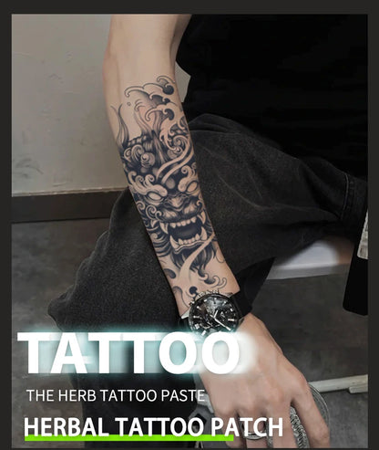 Demon Mask Waterproof Temporary Tattoo Sticker, Long-lasting Waterproof for 1-2 weeks, Realistic Semi-Permanent Fake Tattoo
