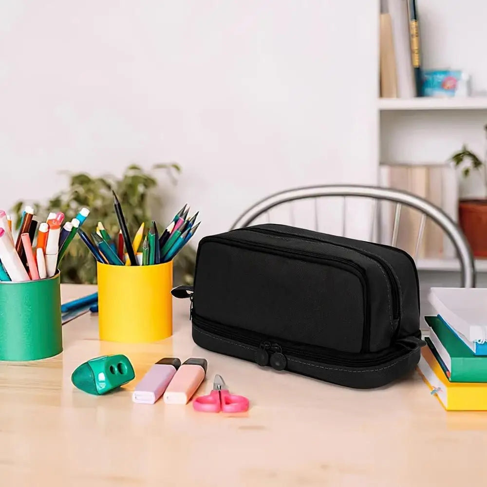 Macaron Color Large Capacity Pencil Case Multi Layer Compartments Eco Friendly Material Zipper Closure for School Storage Bag