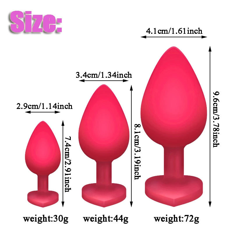 3Pcs Set Butt Anal Plug With Crystal Sex Toys for Women Men Soft Silicone Erotic Massager Stimulator Dildo Adult Product Plug