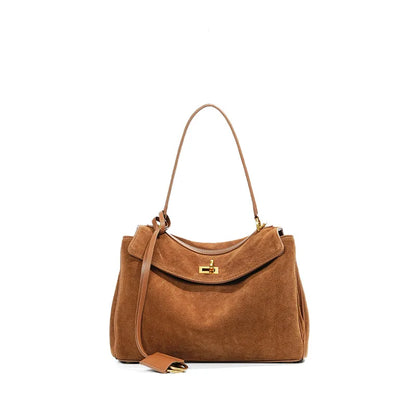 Large Capacity Autumn Winter Suede Leather Tote Bag Frosted Cowhide High-Grade Shoulder Bag for Women