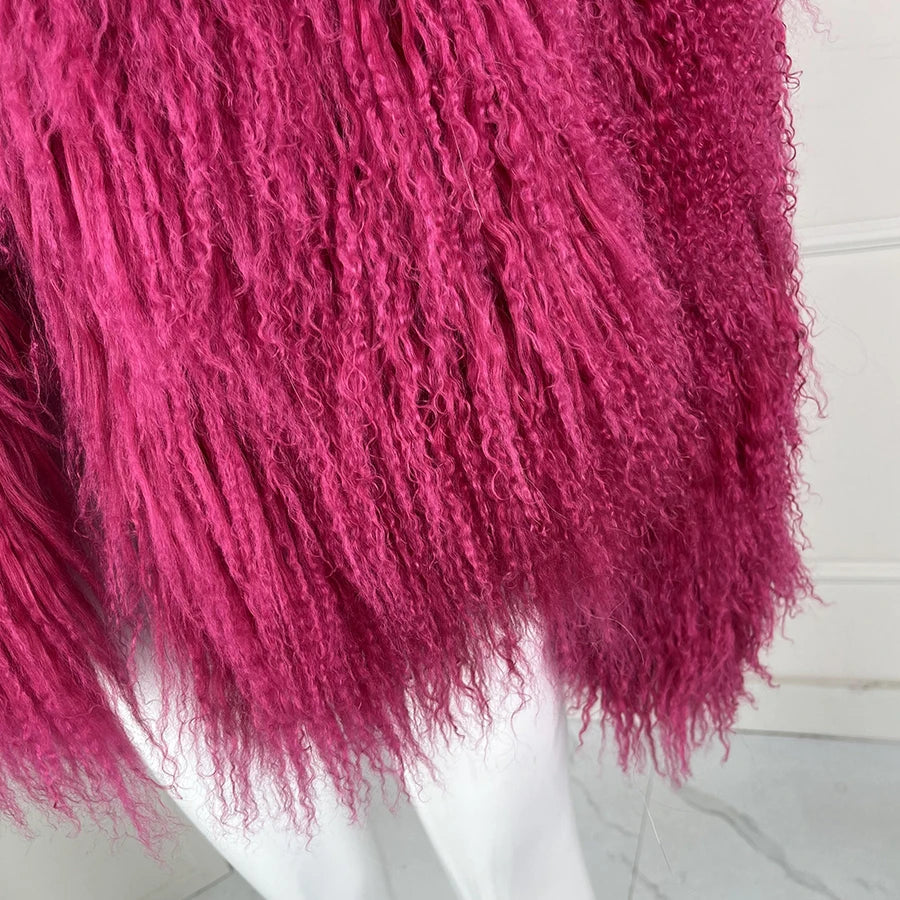 Collarless Tibetan Lamb Fur Coat Genuine Sheep Wool Jacket Natural Sheepskin Coat Luxury New Arrivals Women's Clothing