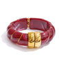 Yhpup Exclusive Multi-Color Acrylic Resin Wide Statement Bracelet Bangle Stainless Steel Autumn Winter Sweater Wrist Jewelry