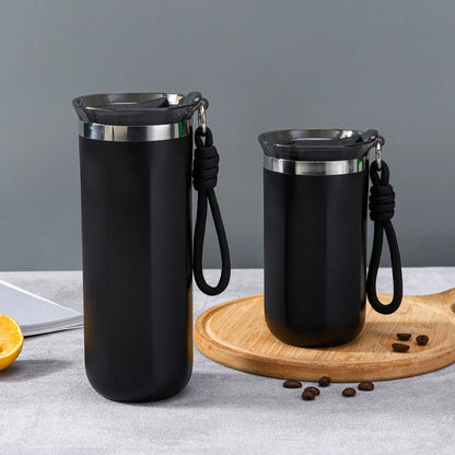 Vacuum Insulated Coffee Travle Mug Stainless Steel Thermo Bottle Cup Thermal Tumbler With Carrying Ring Flask for Hot Cold Drink