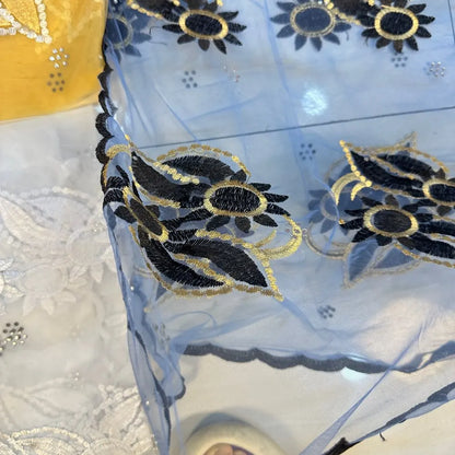 On Sale 2025 New African Net Hijab Scarf for Muslim Women African Dubai Islam Headscarf Embroidery Shawls Voile