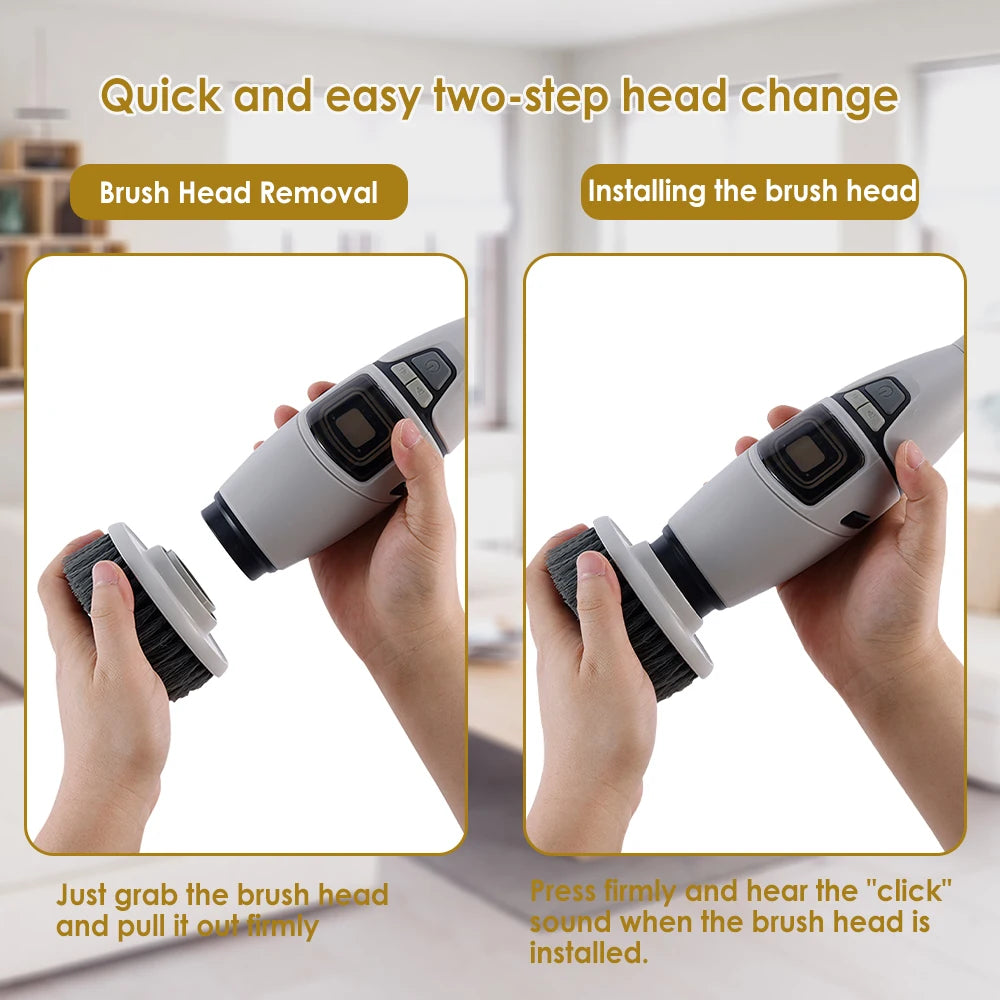 Rechargeable Electric Spin Scrubber, 3 Speed Settings, with Extendable Handle and Voice Prompts, for Whole House Clean
