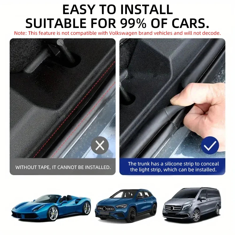New car universal trunk and trunk lights with colorful lighting APP control LED ambient light RGB decorative light
