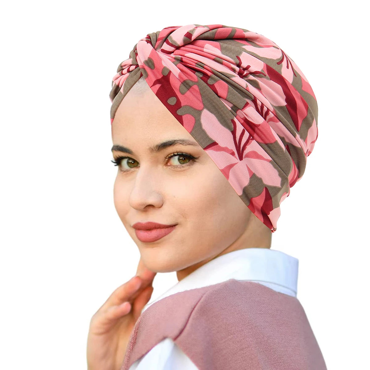2025 New Soft Elastic Colorful Muslim Inner Hijabs Women Islamic Muslim Hijab Instant Turban Cap For Ladies Stripe Bohemia Print