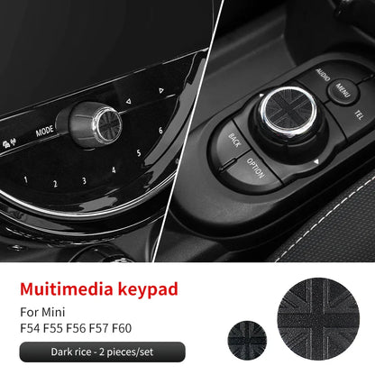 Central Control Volume Multimedia Button Knob Sticker for MINI Cooper F55 F56 F57 F60 Countryman Leather Car Interior Styling