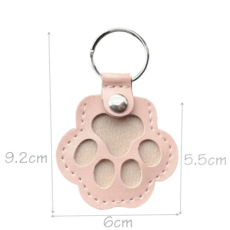 Pet Hair Commemorative Keychain Pu Leather Cat And Dog Fur Souvenir Keychain Dog Paw Pendant Pet Hair Storage Pendant Decoration