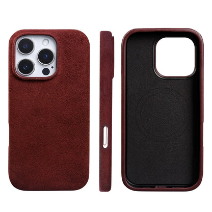 Full Coverage Magnetic Case For IPhone16 Pro 17 15 14 13 12 for ALCANTARA Magsafe Artificial Leather Supercar Suede Phone Cover