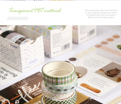 MINKYS 5pcs/set Basic Grid Star Decorative Tape Cute Cartoon Creative Washi Tape School Stationery