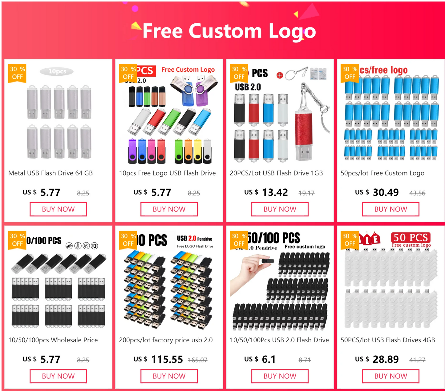 Promotion Metal USB 3.0 Flash Drive High Speed Pen Drive 128GB 64GB USB Stick 3.0 32GB 16GB 8GB Flash Drive Pendrive