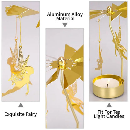 Metal Rotating Candle Holder Heat-Powered Rotation Elegance Style Spinner Carousel Rotating Mechanism Tea Light Holder