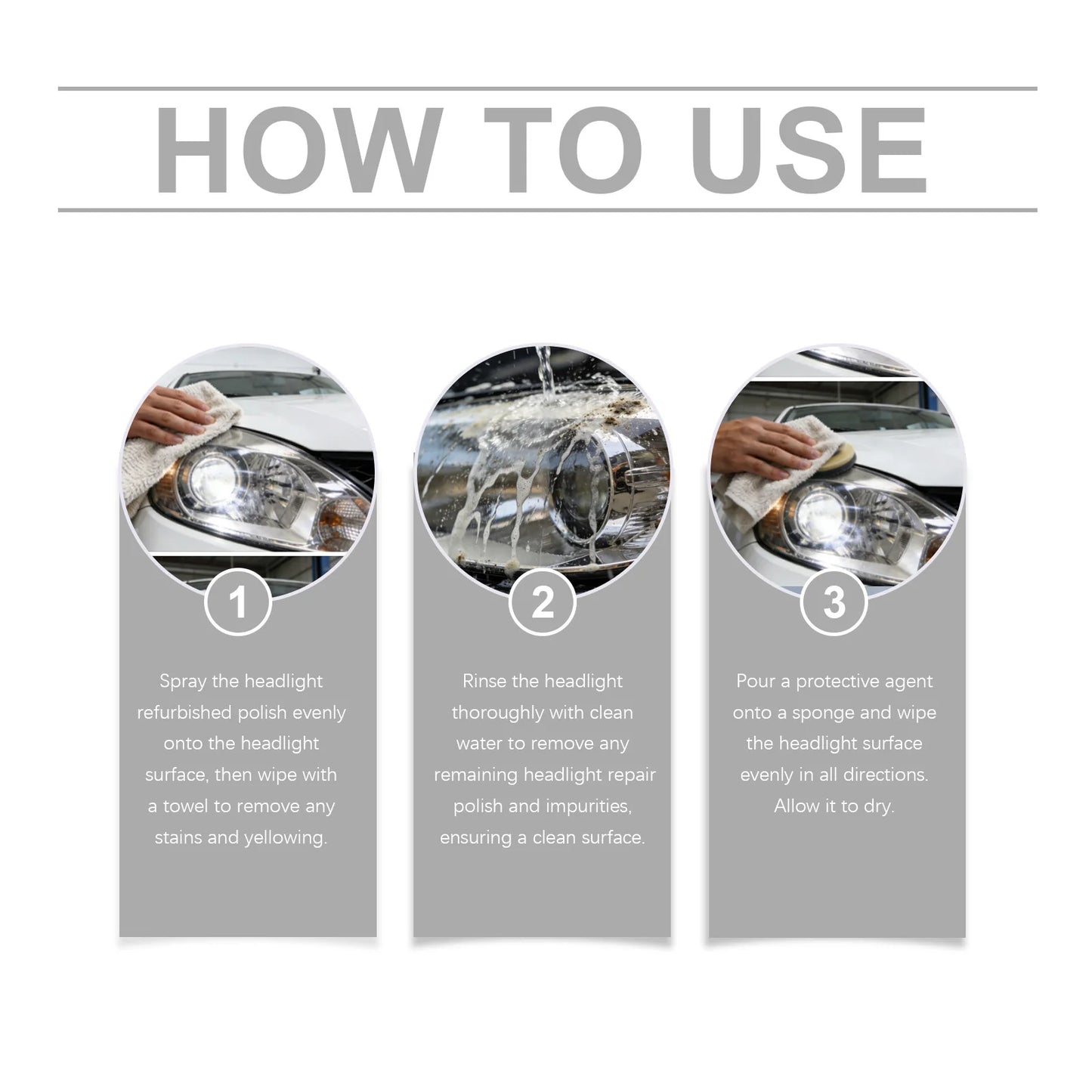 Car Headlights Restoration Kit Repair Scratches Restore Clarity-Car Lens Remover Oxidation Headlight Refurbish Tool Polish Spray