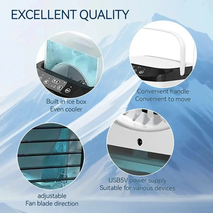 Hot Selling Mini Spray Cooling Fan Home Mobile Portable Desktop Air Cooler Silent Vortex Colorful Light Air Conditioning Fan