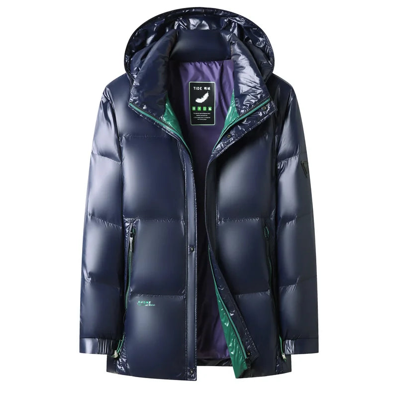 Men's Down Jacket Autumn Winter New Solid Color Thickened Warm Outdoor Travel Hooded Coat Men's White Duck Down padded Clothing