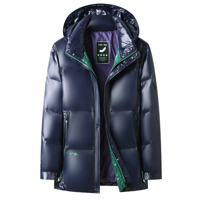 Men's Down Jacket Autumn Winter New Solid Color Thickened Warm Outdoor Travel Hooded Coat Men's White Duck Down padded Clothing
