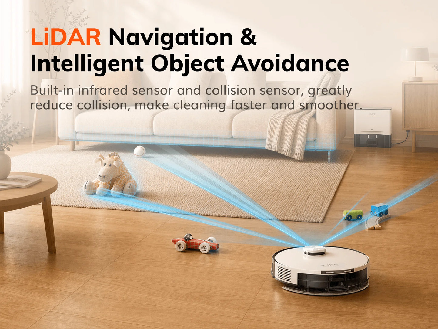 ILIFE A30 Pro Robot Vacuum Cleaner with Automatic Self-Emptying Station, 5000Pa Strong Suction, LDS Navigation, 180min Runtime, 2-in-1 Mop and Sweep, APP Control  ,Home Floor Carpet Clean