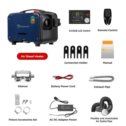 8KW 12V/24V/220V Ultra Silent Portable Diesel Air Heater W/Bluetooth App Automatic Altitude Car Heater for RV Car Campervan Home