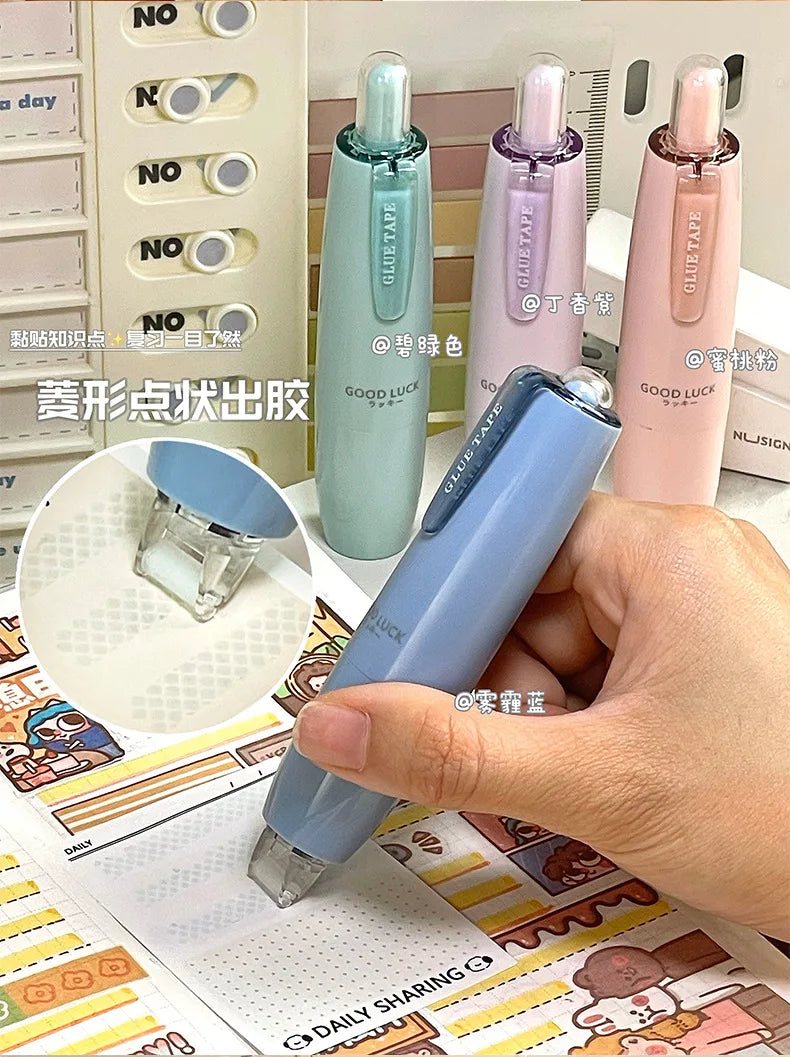 1 Pc Ins Simplicity Solid Color Double Sided Tape for Student Erasable Dot Glue Tape for Paste Non-sticky Note School Supplies