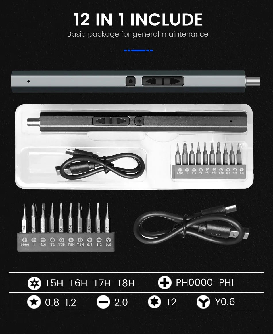 Cordless Electric Screwdriver Set 12/39/50 in 1 Precision Power Tool Magnetic Screw Driver Bit Fast Charging Repair Tool Kit