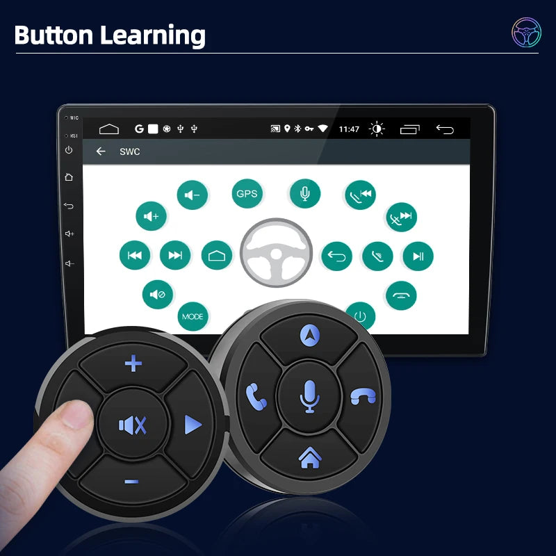 Junsun Universal Car Wireless Steering Wheel Control Button for for Android Autoradio 10 Key Functions Controller With LED Light