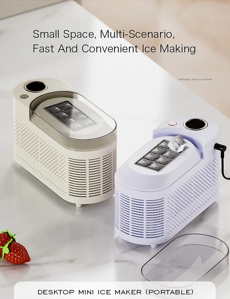 Electric Small Ice Maker Home Dormitory Office Camping Ice Automatic Ice Making Box Ice Machine Home Car Dual Use 12/110/220V