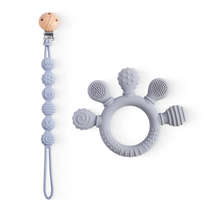 BPA-Free Baby Silicone Teether Sensory Toy Food-Grade Chewable Toy Teething Ring Easy-Grip Infant Teething Toy Newborn Gift