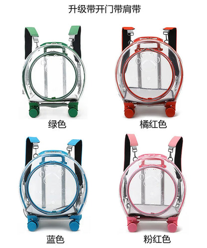 pet trolley case portable dog going out transparent trolley bag large capacity two cats