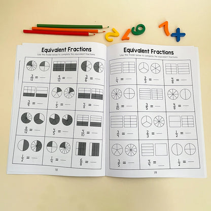 Basic Fraction Learn and Practice Training Workbook Fraction Fact Teacher Teaching Aids Primary School Math Cognitive Test Book