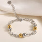 GANPUP 316L Stainless Steel Metal Beads Charms Bracelet Bangle for Women Texture Trendy Wrist Chain Jewelry Gift Bijoux Femme