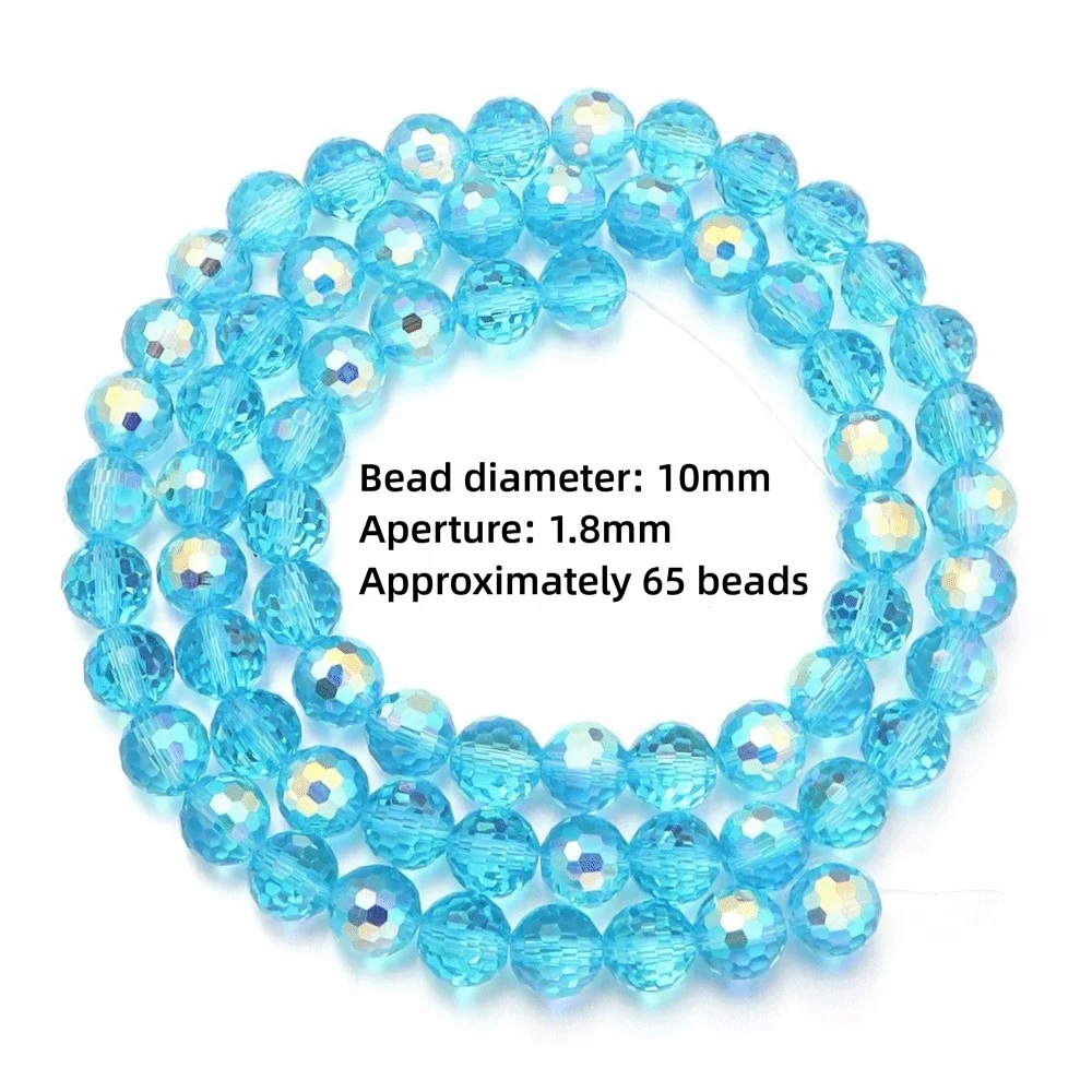6/8/10mm Sizes Faceted Glass Beads Pink Blue Plating Clear Crystal Earth Beads 96-faceted Faceted Cut Style Jewelry Making Beads