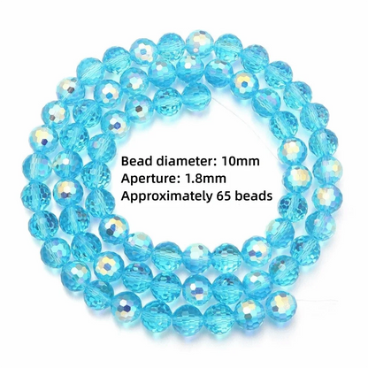 6/8/10mm Sizes Faceted Glass Beads Pink Blue Plating Clear Crystal Earth Beads 96-faceted Faceted Cut Style Jewelry Making Beads