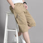 Mens Cargo Shorts Knee Pants Zipper Pocket Summer Cotton Shorts Climbing Jogger Elastic Waist Sports Wear Casual Short Pants
