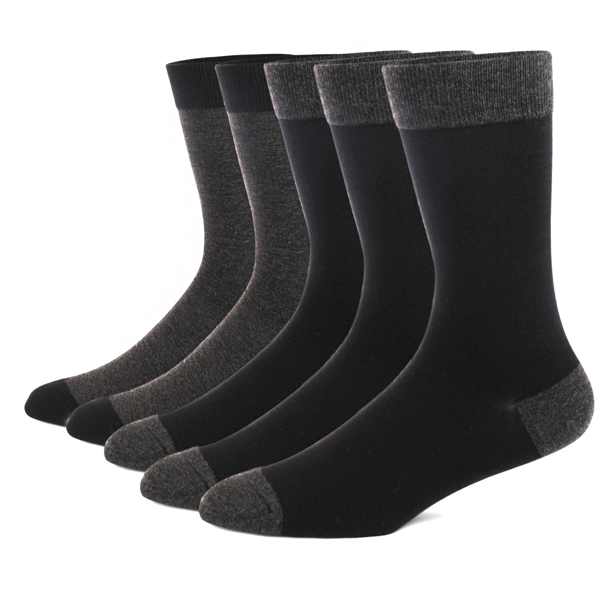 5 Pairs Mens Dress Socks Plus Large Size，High Quality Combed Cotton Crew Socks，Black Cool Argyle Breathable Casual Socks for Men