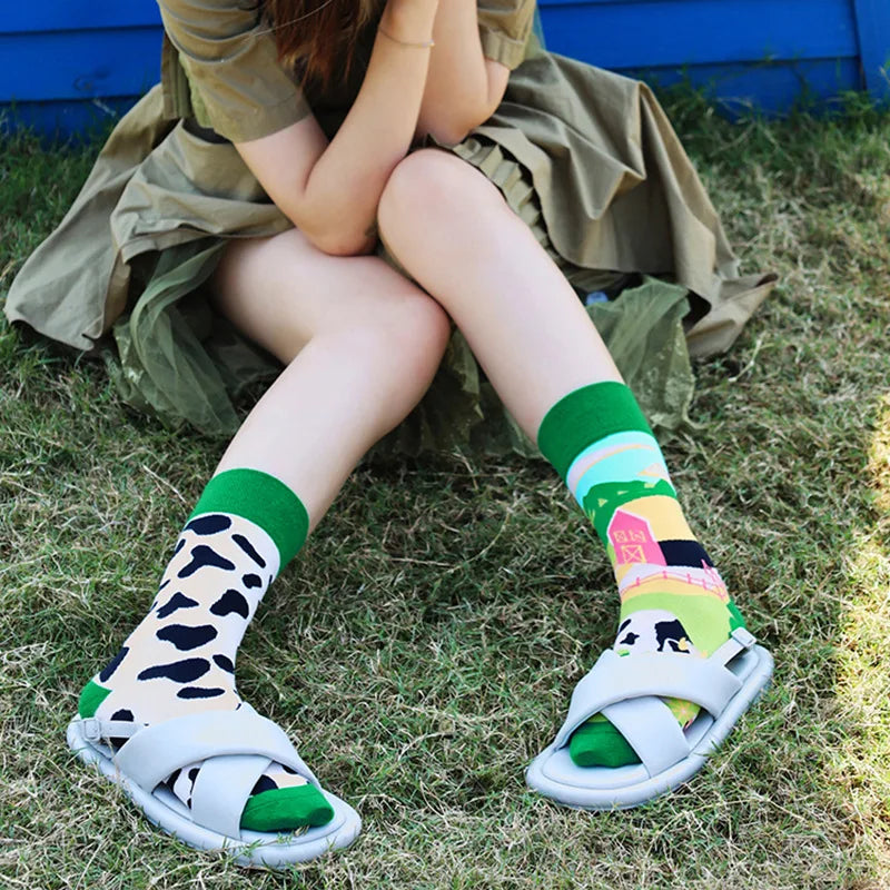 1 Pair Man Women Sock Original AB Tide Socks Colorful Cat Dog Koala Cow Cotton Socks Four Seasons Unisex Socks for Birthday Gift