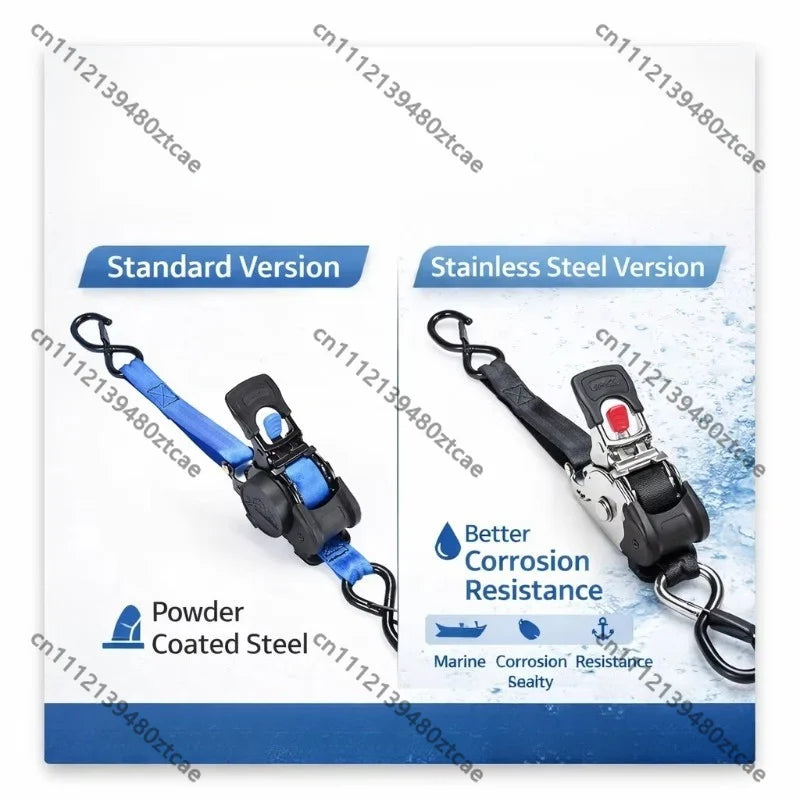 1 Inch 10Ft Auto Retractable Ratchet Strap 800kg Heavy Duty Elastic Fastening Belt for Motorcycle Cargo Fixing